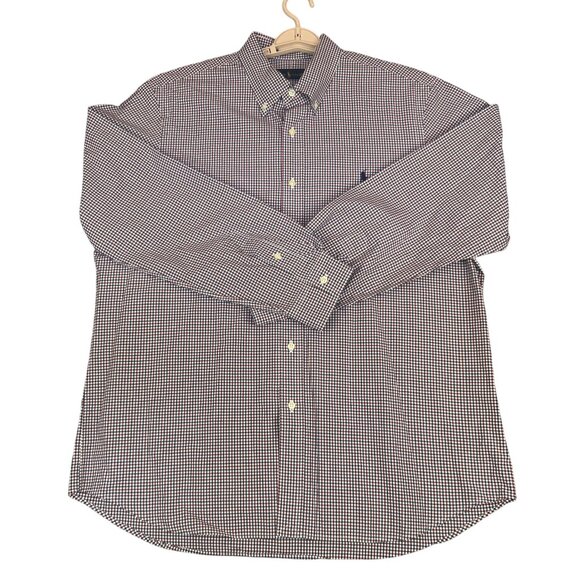 Ralph Lauren Mens XL Red Shirt Blue White Check Button Down Long Sleeve Cotton - Picture 1 of 13